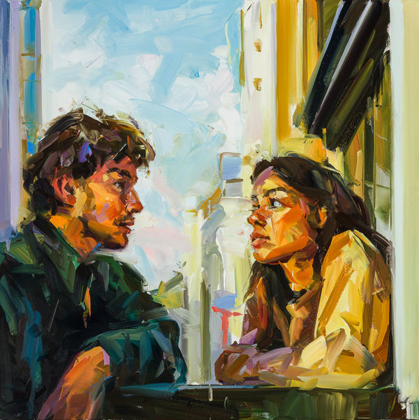 Paul Wright Friends Oil on linen 35 x 35 "