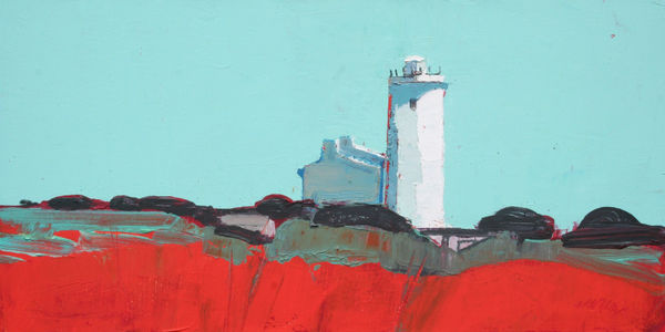 Mhairi McGregor PAI RSW Old Lower Lighthouse, Portland, 2021 Oil on canvas 12 x 24 "