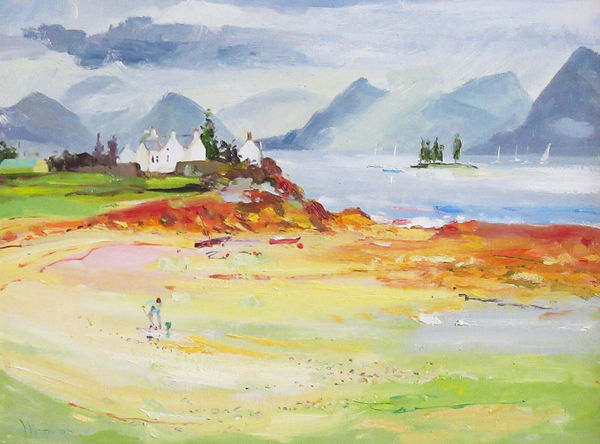 James Harrigan Digging Bait, Plockton Oil on board 15 x 20 "