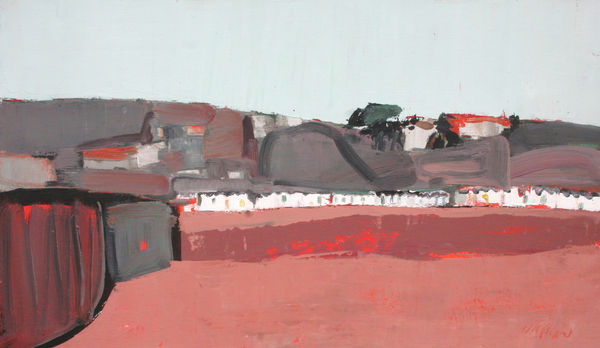 Mhairi McGregor PAI RSW Torbay Beach Huts, 2021 Oil on canvas 18 x 31 "