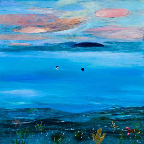 Sheila McInnes Sunset Swim Acrylic on panel 47 x 47 "