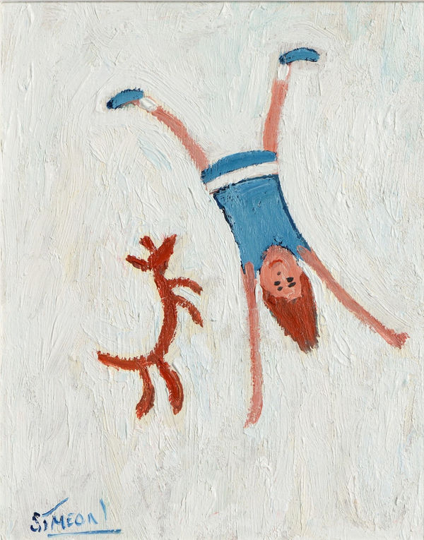 Simeon Stafford Aunt Dot and Trixie Oil on panel 9.5 x 7.5 "