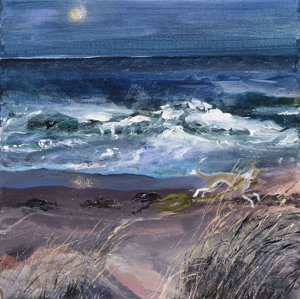 Brita Granström On the Beach at Night (Nelly) Acrylic on canvas 16 x 16 "