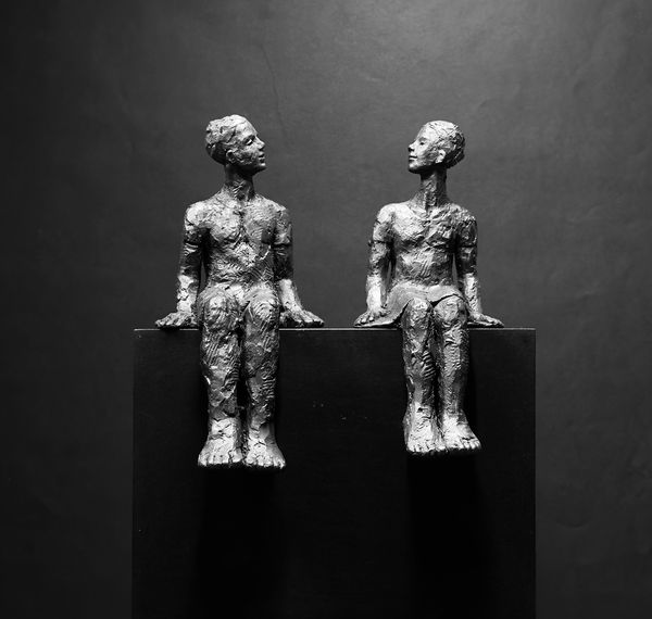 Carol Peace Pebbles, ed. 2/25 Iron resin on wooden wall mounted block 11 x 8.5 x 5 "