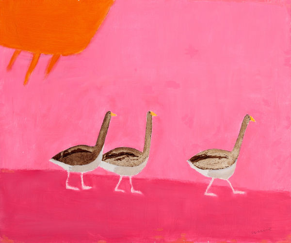 Andrew Squire Three Hot Geese Oil on canvas 20" x 24"