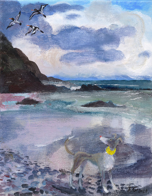 Brita Granström Off the Lead Acrylic on canvas 9.5 x 12 "