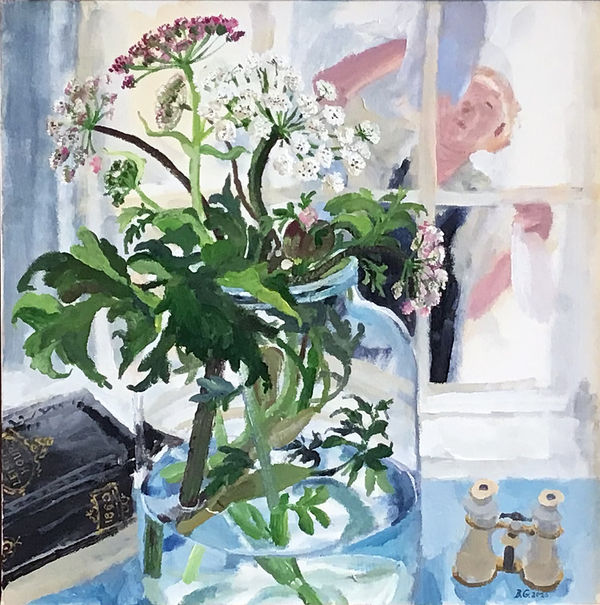 Brita Granström Self-portrait with Angelica Acrylic on canvas 19.5 x 19.5 "