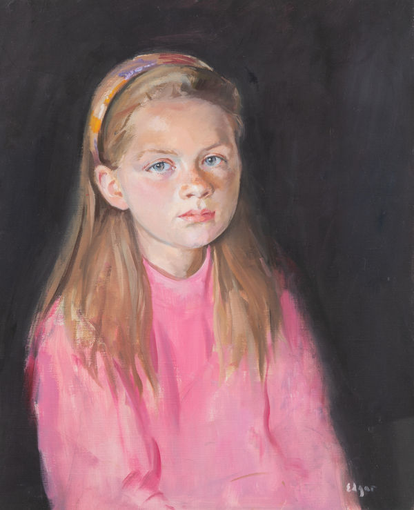 Norman Edgar RGI Girl in Pink Oil on canvas 22 x 18 "