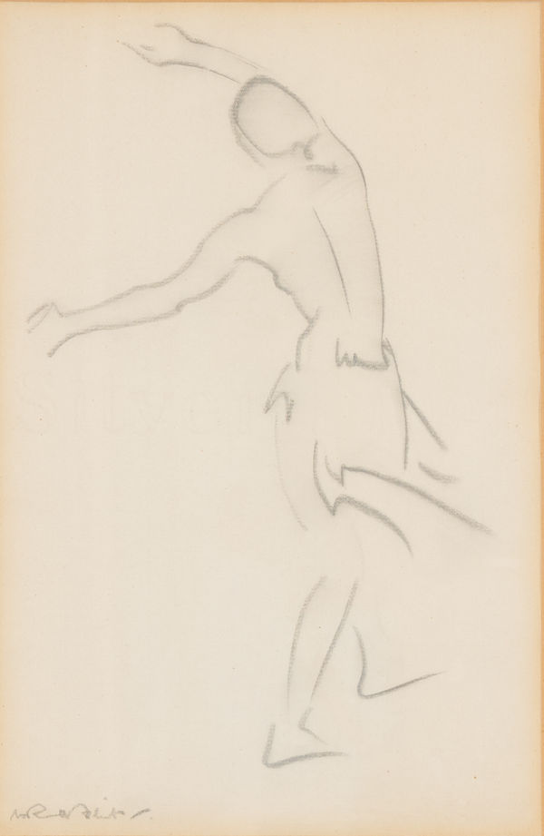 Sir William Russell Flint RA PPRWA RSW Action Graphite on paper 10.5 x 7 "