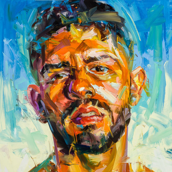 Paul Wright Man of Mystery Oil on linen 43 x 43 "