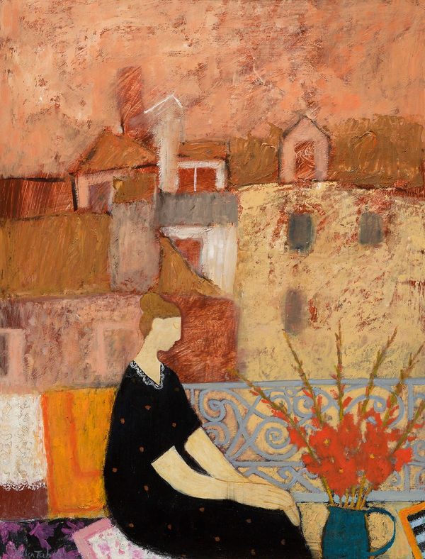 Helen Tabor Rooftop, Venice Oil on board 28.5 x 21.5 "