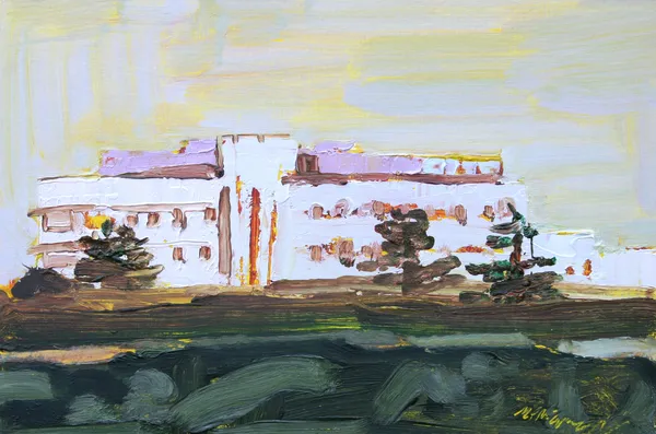 Mhairi McGregor PAI RSW Midland Hotel, Morecambe Oil on board 9.5 x 14 "