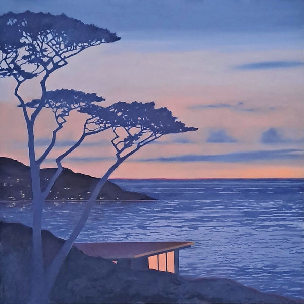 Teresa Lawler RI Twilight: The Retreat Above the Bay Oil on canvas 23.5 x 23.5 "