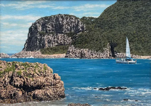 Robert Elliot The Heads at Knysna Acrylic on board 11 x 15 "