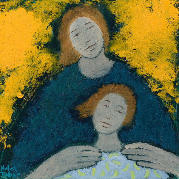 Helen Tabor Girl with a Child Oil on board 11.5 x 12 "