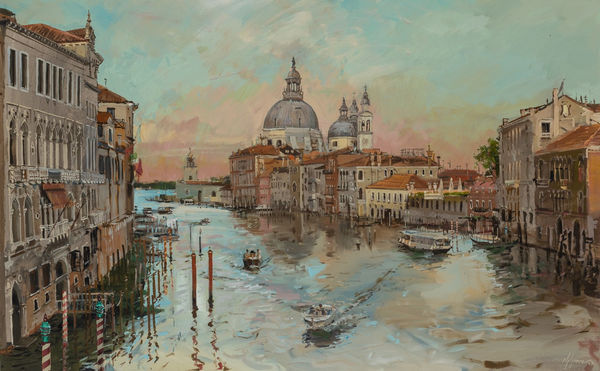 Nick Grove RSMA The Grand Canal, Venice Oil on canvas 30 x 48 "