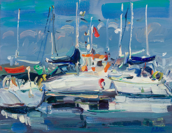 James Fullarton Troon Marina Oil on board 14 x 18 " 35.6 x 45.7 cm