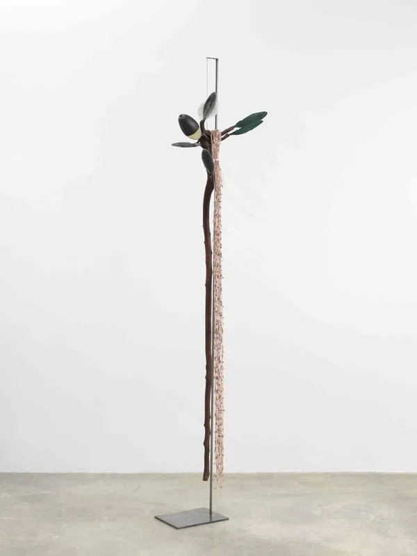 Minouk Lim (b. 1968) Inking Sun, 2022 Wood cane, polyurethane resin, epoxy resin, kalopanax thorn, latex cord, metal plate Dimensions: 82 1/2 x 19 3/4 x 11 inches 209.6 x 50 x 27.9 cm