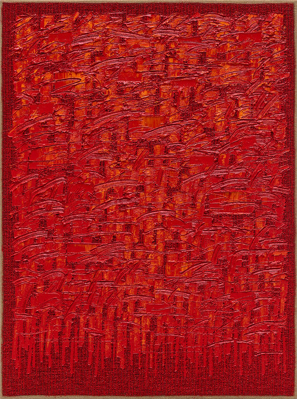 Ha Chong-Hyun Conjunction 21-106, 2021 Oil on hemp cloth 51 1/8 x 38 1/4 in 130 x 97 cm
