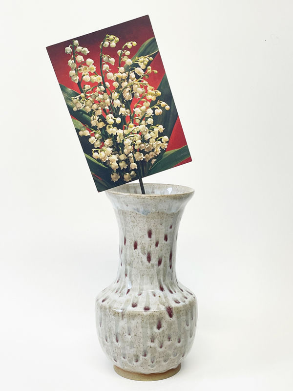 Julie Cockburn, Cranberry Drip Vase (Lily of the Valley), 2021