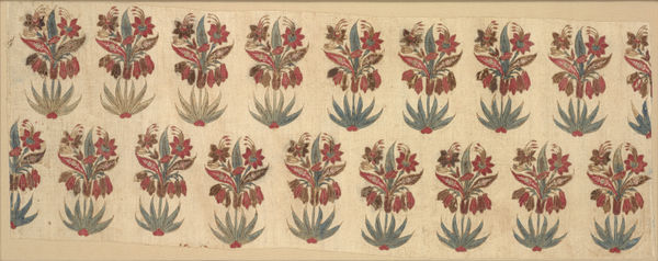 South-East Asia, Coromandel Coast, Probably Petaboli In The Sultanate Of Golconda, Two Rows Of Flowering Plants, From The Amber Group Of Chintzes, Mid. 17th Century
