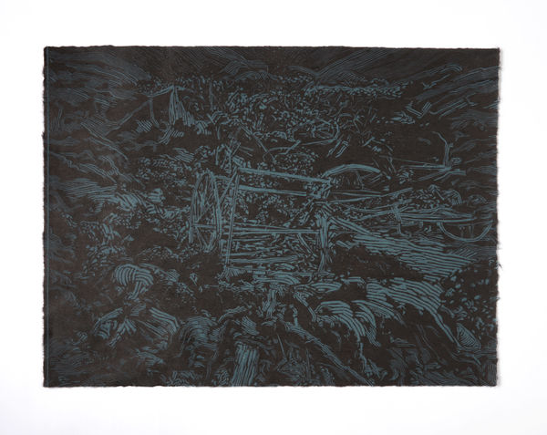 Alexa Kumiko Hatanaka, The Catfish beneath Kanto (blue washi), 2023