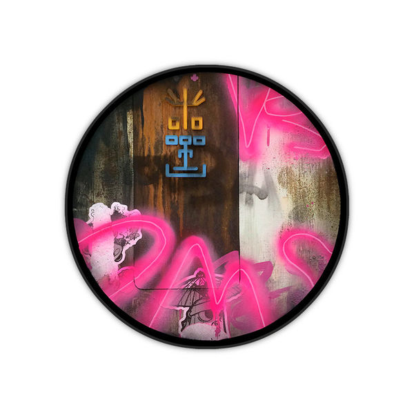 Japanese graffiti and cartoons on circular board