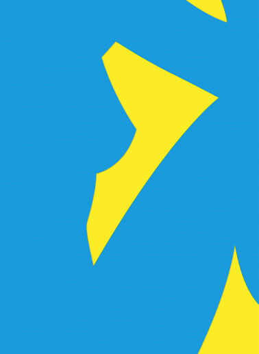 Silkscreen limited edition artwork by Lucie Bennett, titled Cut Out Girl 1, 2020, featuring a blue silhouette of a female on yellow background, the artwork is contemporary and showcases female empowerment.