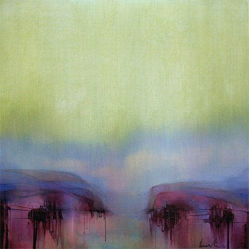 Urban art neon landscape on canvas