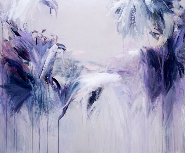 Beatriz Elorza purple floral painting on canvas