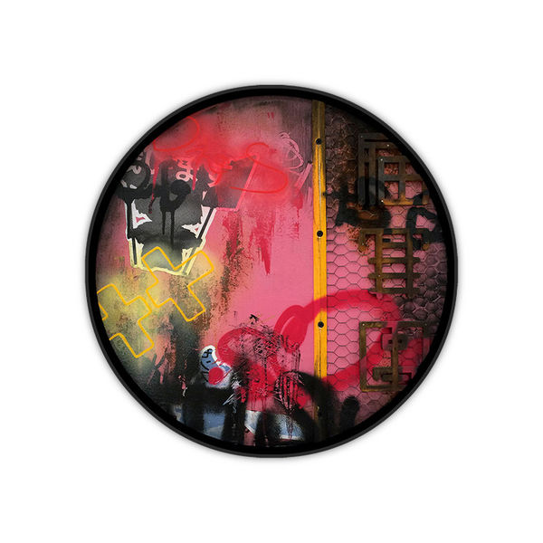 Japanese graffiti and cartoons on circular board