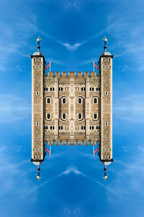 Mirrored photograph of Tower of London