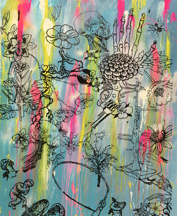 dan badlin biritsh artist creating pop art paintings and prints using bright colours and dark themes