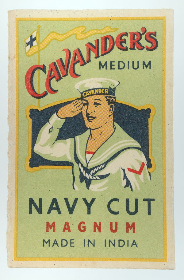 Limited edition silkscreen print by Iconic British Pop artist, Sir Peter Blake, titled Found Art: Canvender's, 2015 featuring a Vintage cigarette packet of Cavander's Navy Cut Magnums. Turner Art Perspective, Essex Gallery.