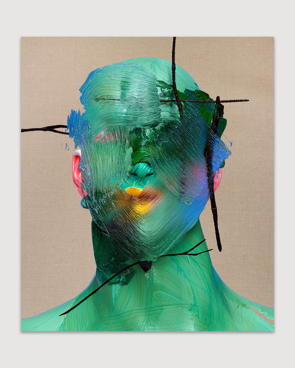 Matthew Stone Energy Portal #20 (Ebe Oke), 2021 Digital print and acrylic on linen 70 x 60 cm