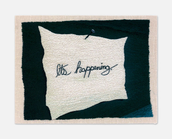 Peter Frederiksen It's happening, 2023 Freehand machine embroidery on linen 15.3 x 20.3 cm