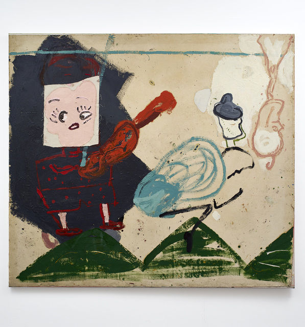 Rose Wylie Titian Tableau (Wolly Hat), 1991-2016 Oil and collage on canvas 183 x 203 cm
