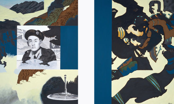 Veteran, 2022 48 x 79 in. Norman Takeuchi Acrylic on canvas, diptych