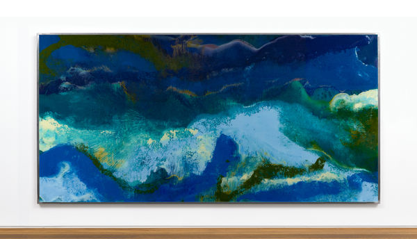 Kevin Harman Where water breaks its silence, 2020 Household paint, double-glazing unit, steel frame 201 x 401 x 6 cm ; 79 1/8 x 157 7/8 x 2 3/8 in