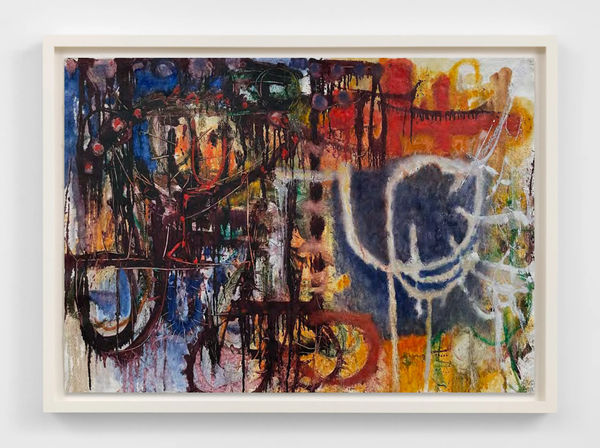 Clyde Hopkins, First Cockroach, etc., 1988-89, oil on gesso on Indian rag, 70 x 105 cm (27 1/2 x 41 3/8 in.)