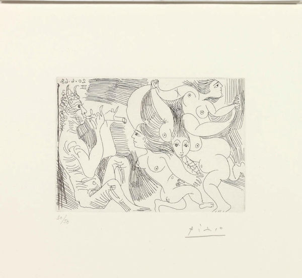 Pablo Picasso, Faun Playing Flute for Dancing Nudes, numbered 30/50, 1968