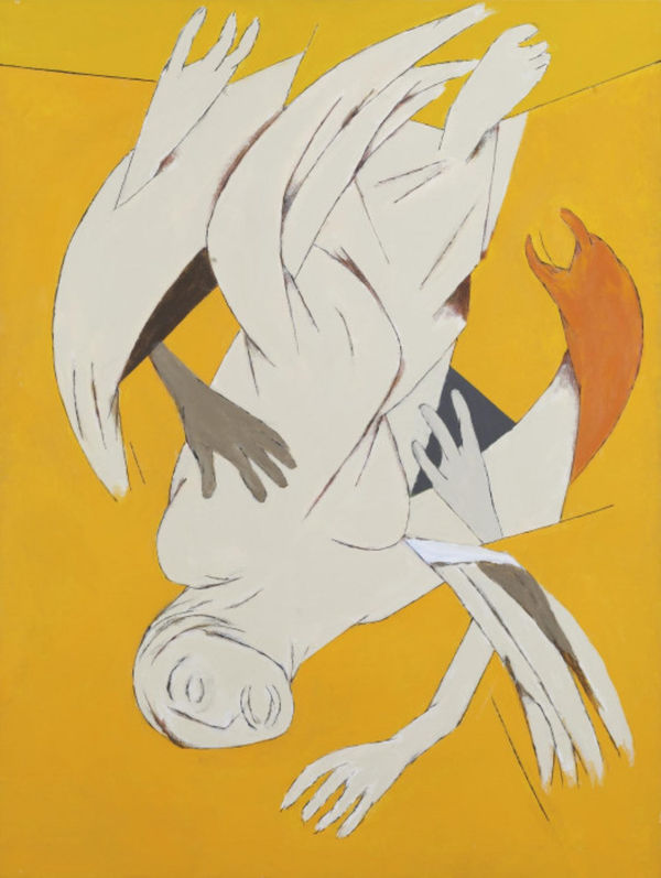 Tyeb Mehta, Falling Figure with bird, 2004