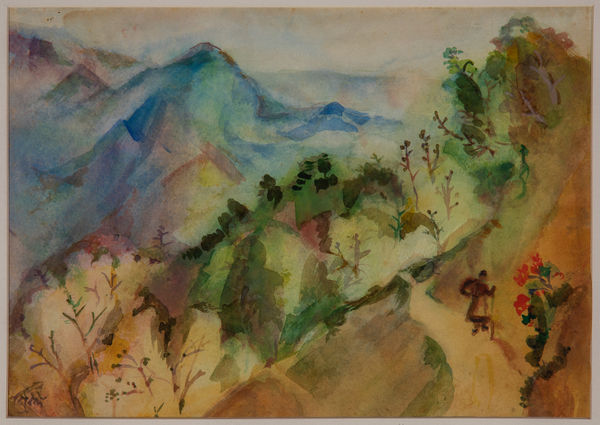 Benode Behari Mukherjee, Mussorie - Landscape (Coolie), 1953
