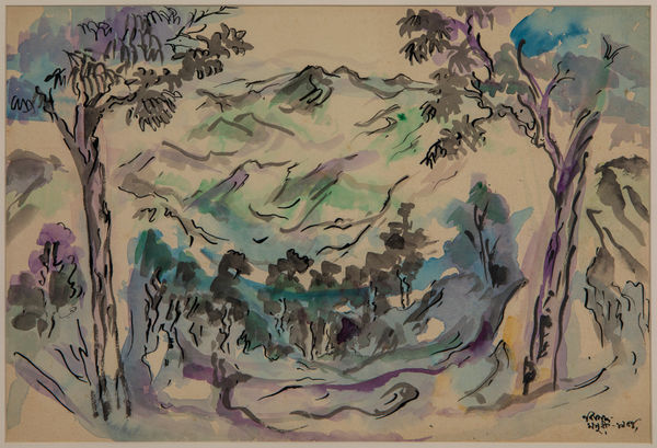 Benode Behari Mukherjee, Mussorie - Vally between Two Tree, 1954