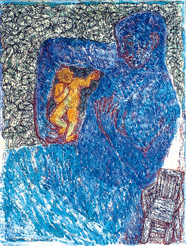 Arpita Singh, A woman with a girl child - 1, 1994