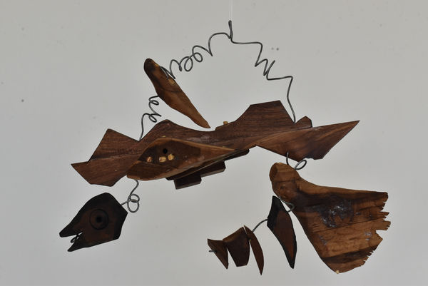 Marie-Thérèse Ross But the clouds..., 2024 Wood and wire mobile 31 x 40 x 18 cm Signed and dated