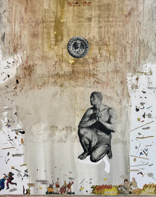 Andrew Hewish Strength of Will, 2026 Collage on paper on board 76 x 61 cm Signed and dated verso