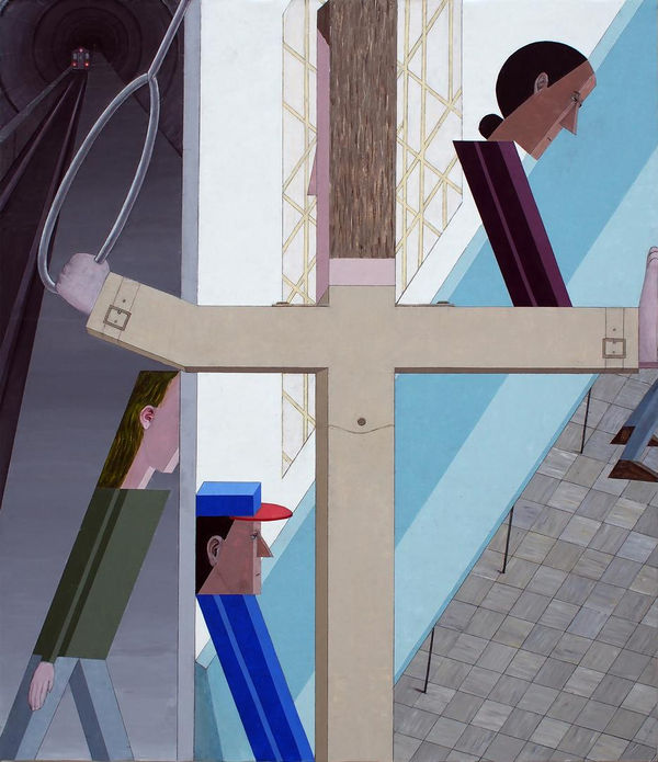 Mernet Larsen Subway, 2014 Acrylic and mixed media on canvas 54 1/8 x 47 ins 137.79 x 119.38 cm