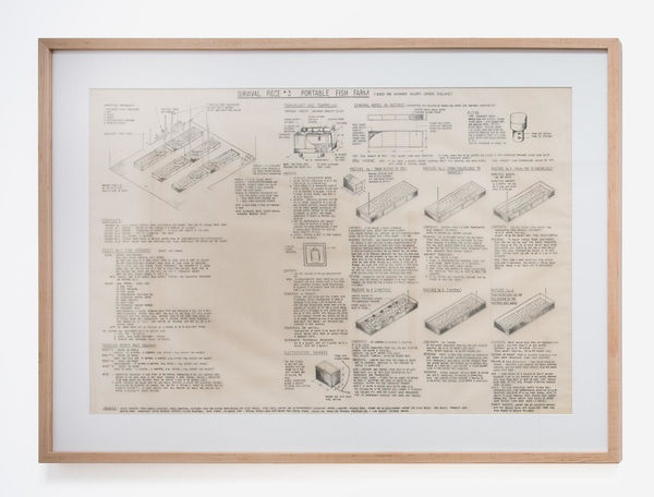 The Harrisons Survival Piece #3: Portable Fish Farm, 1971 Ink and graphite on paper 24 x 36 ins 60.96 x 91.44 cm