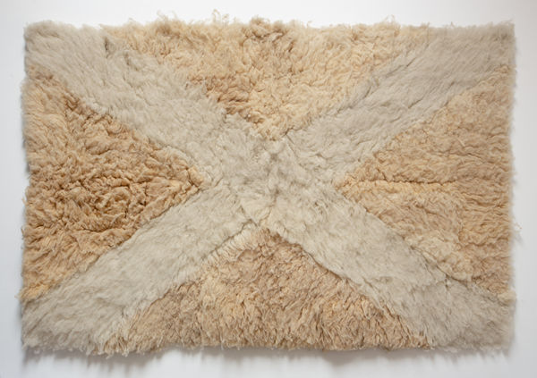 Tim Collins and Reiko Goto Lanolin, Can you see the forests of Scotland, 2013 Tapestry, washed and unwashed fleece 48 1/8 x 72 1/8 in 122 x 183 cm